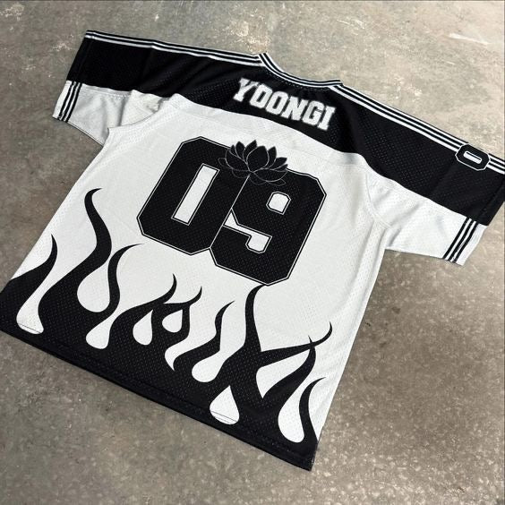 MYG Flame Graphic Mesh V-Neck Jersey
