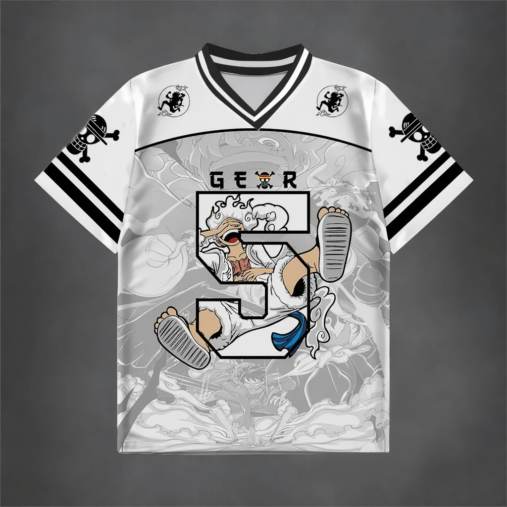 Gear 5 Luffy #05 Anime Jersey – Monochrome Edition