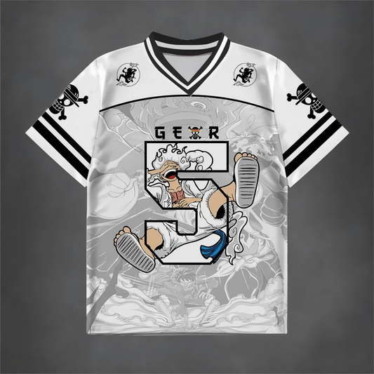 Gear 5 Luffy #05 Anime Jersey – Monochrome Edition