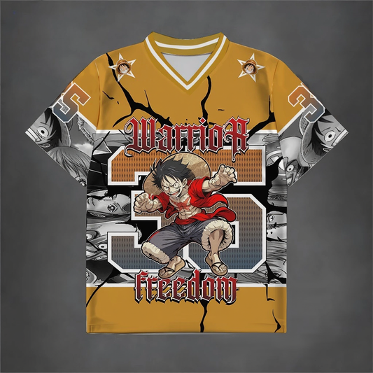 Warrior Freedom Anime Jersey – Gold Edition #5 | Explore Outfitters