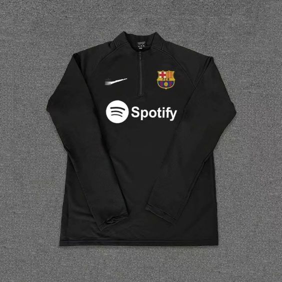 FC Barcelona Training Quarter-Zip Pullover - Black