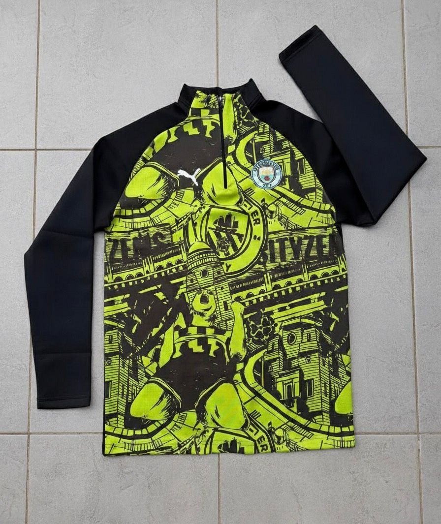 Man City Graffiti Quarter-Zip Pullover - Neon Volt