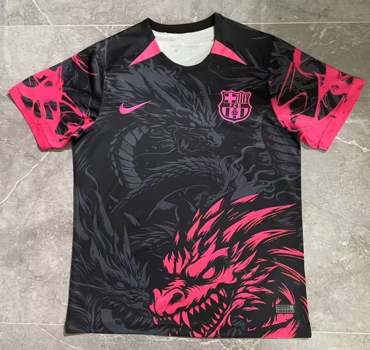 FC Barcelona Nike Dragon Edition Jersey 2024/25 | Black & Pink | Pre-Match Training Kit