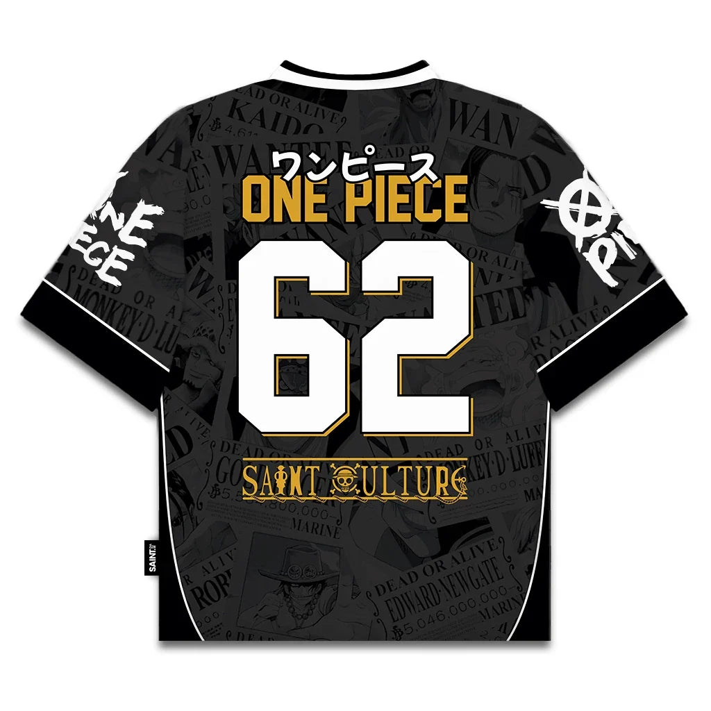 One Piece x Saint Culture Football Jersey —  Black Gold Edition | Monkey D. Luffy | Anime Streetwear