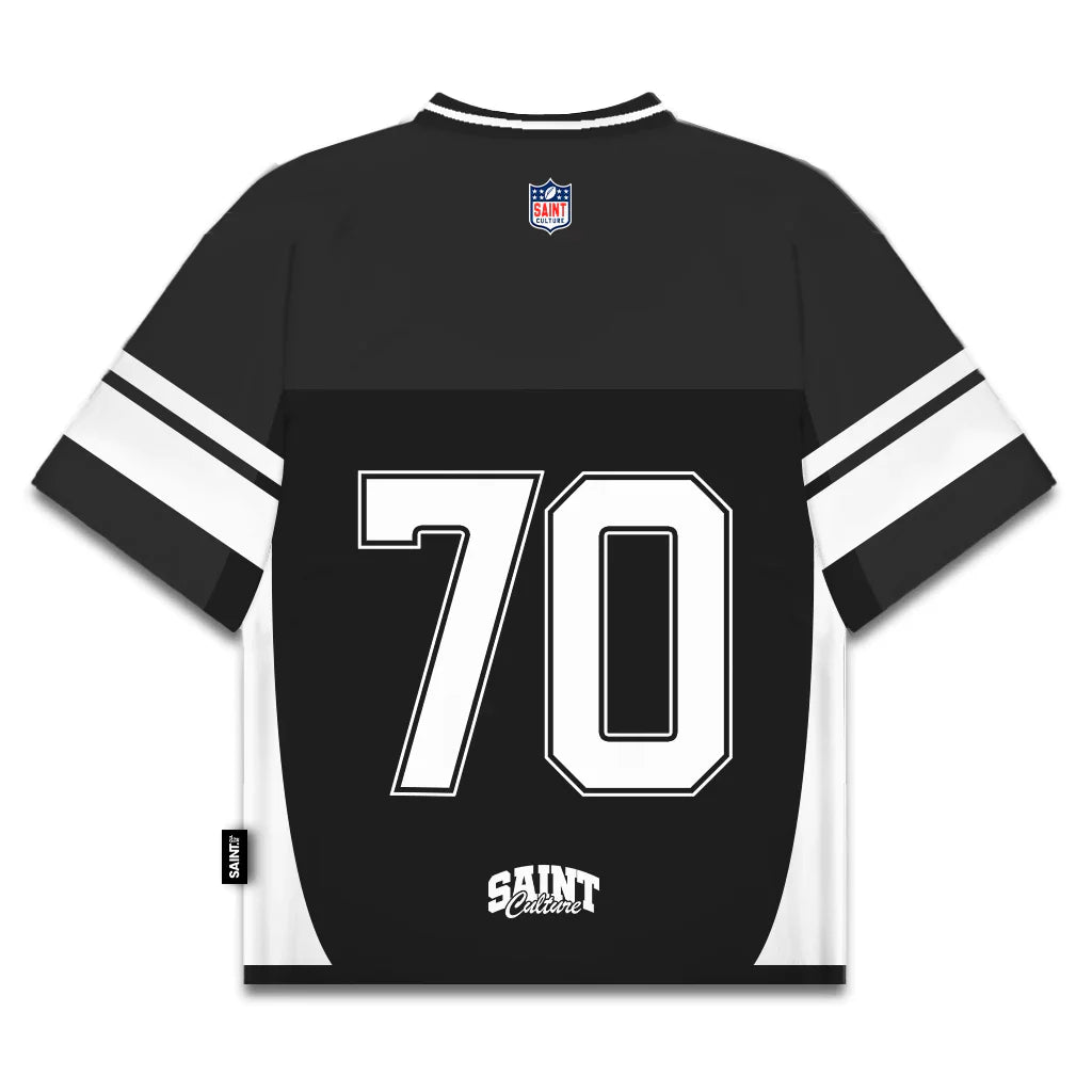 Saint Culture Classic Football Jersey — Black & White  Edition | Number 70 | Premium Streetwear