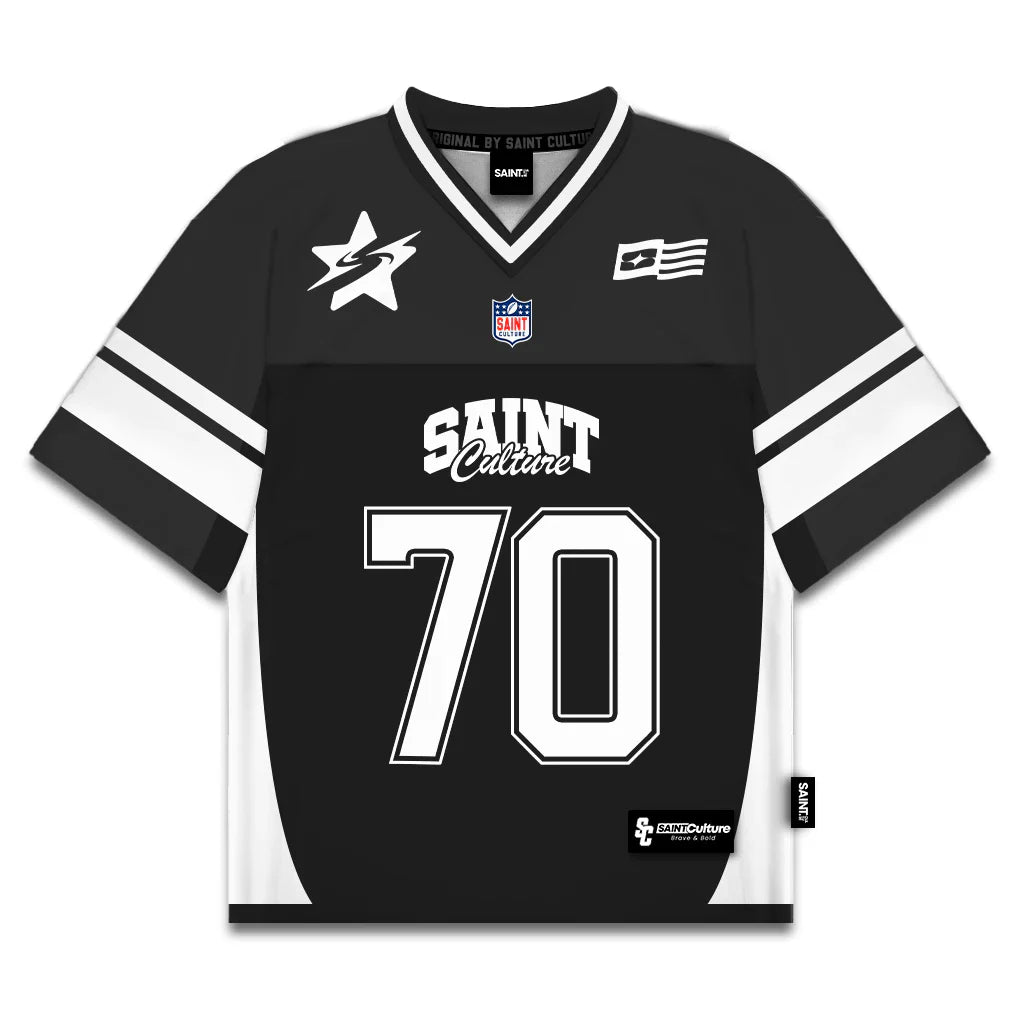 Saint Culture Classic Football Jersey — Black & White  Edition | Number 70 | Premium Streetwear