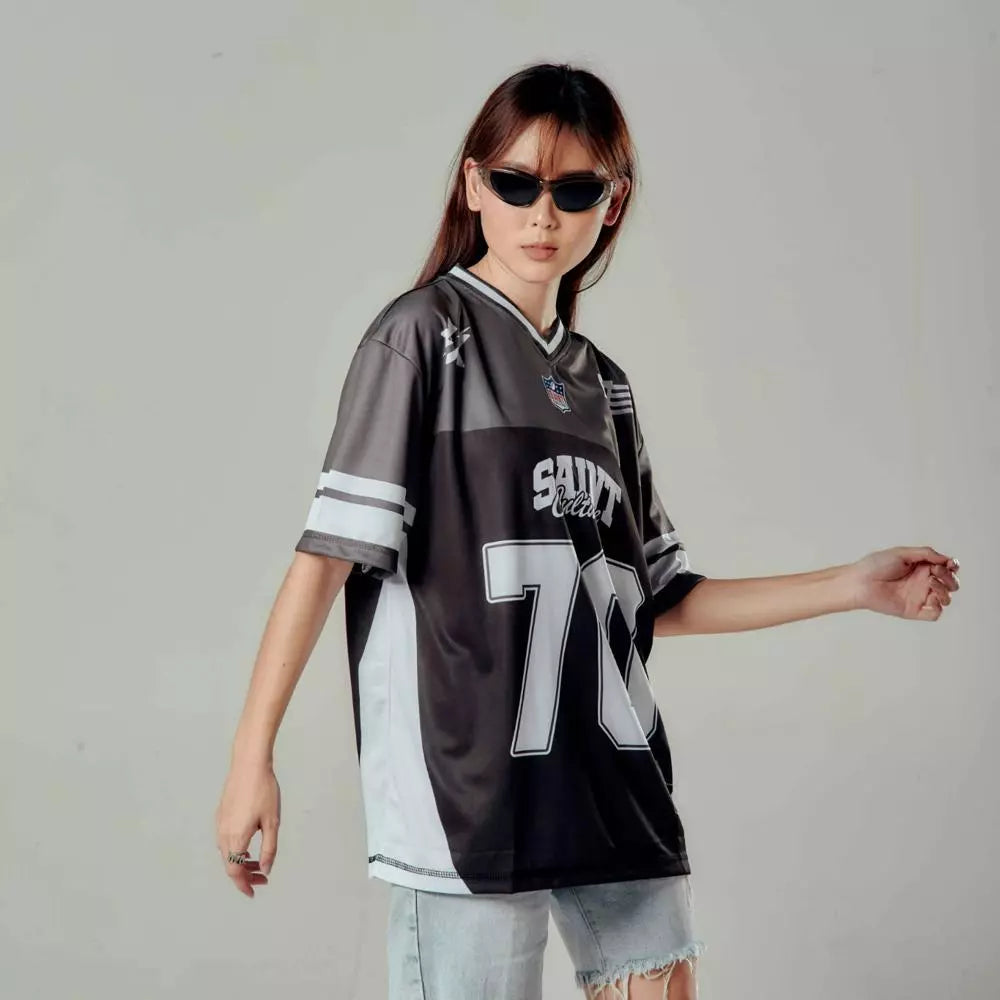 Saint Culture Classic Football Jersey — Black & White  Edition | Number 70 | Premium Streetwear